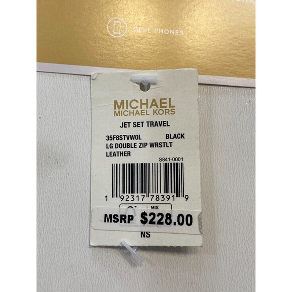 Michael Michael Kors Jet Set Travel Black Double Zip Leather Wristlet NEW $228 - Picture 8 of 13